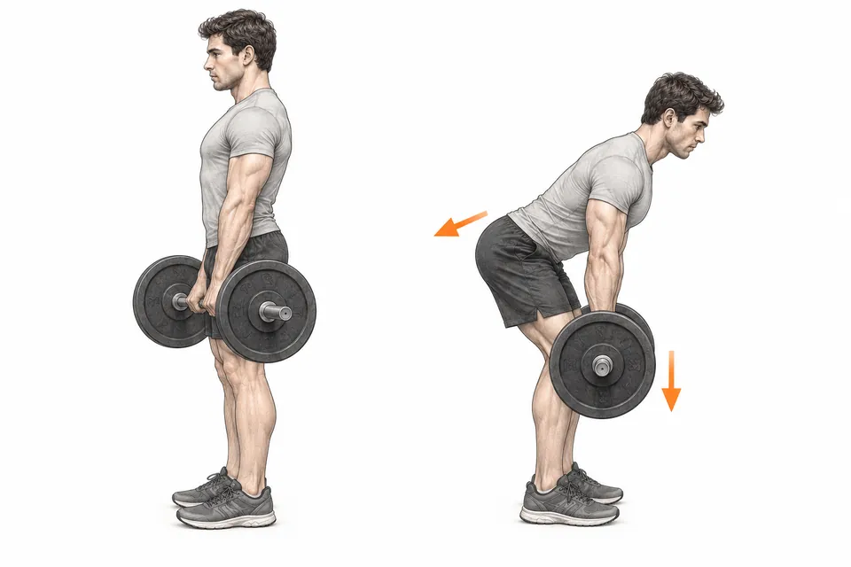 Παράδειγμα κίνησης από τα ισχία: Romanian Deadlift.