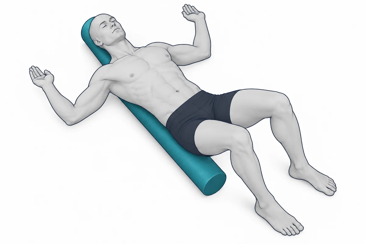 Διάταση θωρακικών με foam roller κατά μήκος της σπονδυλικής στήλης