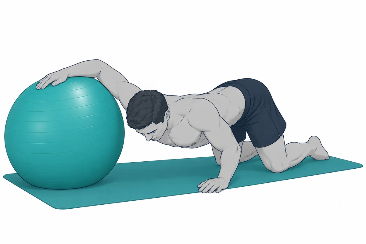 Διάταση θωρακικού με στήριξη του χεριού σε stability ball
