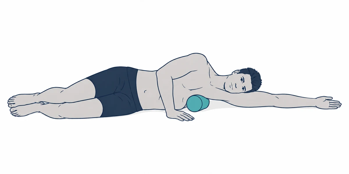 Αυτομάλαξη πλατύ ραχιαίου με foam roller σε πλάγια κατάκλιση